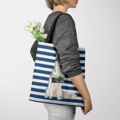 Siberian Husky Travel Style Tote Bag 38 travel dogs tote siberian husky nautical stripes tote woman jumper view