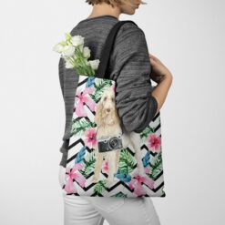 Spinone Italiano Travel Style Tote Bag 40 travel dogs tote spinone italiano geometric tropical tote woman jumper walking view