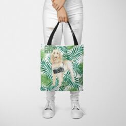 Spinone Italiano Travel Style Tote Bag 35 travel dogs tote spinone italiano leaves tote woman trowsers front view