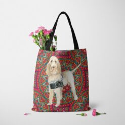 Spinone Italiano Travel Style Tote Bag 37 travel dogs tote spinone italiano mandala tote standing carnations
