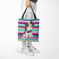 travel dogs tote tri colour king charles spaniel beach tote woman trowsers walking view