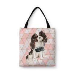 travel dogs tote tri colour king charles spaniel luxe front view White