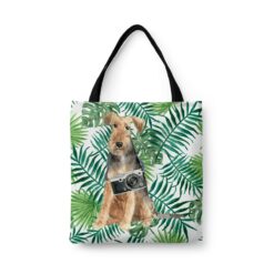 travel dogs tote welsh terrier leaves front view White