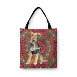 travel dogs tote welsh terrier mandala front view White