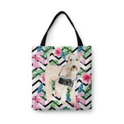 Wheaten Terrier Travel Style Tote Bag 32 travel dogs tote wheaten terrier geometric tropical front view White