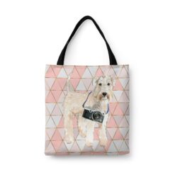 Wheaten Terrier Travel Style Tote Bag 30 travel dogs tote wheaten terrier luxe front view White