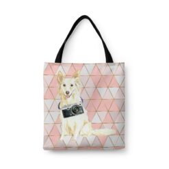 travel dogs tote white collie luxe front view White