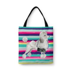 travel dogs tote white poodle beach front view White