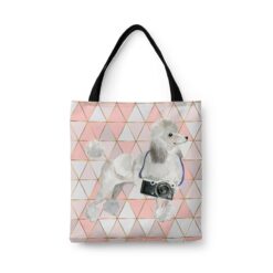 travel dogs tote white poodle luxe front view White