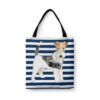 Wire Haired Fox Terrier Travel Style Tote Bag 1 travel dogs tote wire haired fox terrier nautical stripes front view White