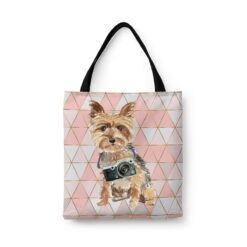 Yorkshire Terrier Travel Style Tote Bag 30 travel dogs tote yorkshire terrier luxe front view White