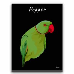 personalised pet portrait canvas bird illustration black front view white