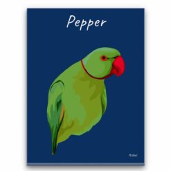 personalised pet portrait canvas bird illustration navy front view white