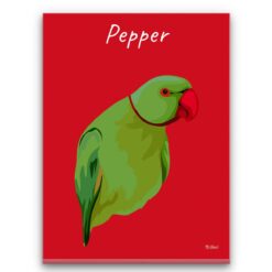 personalised pet portrait canvas bird illustration red front view white