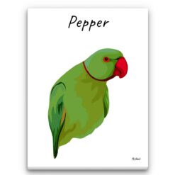 personalised pet portrait canvas bird illustration white front view white