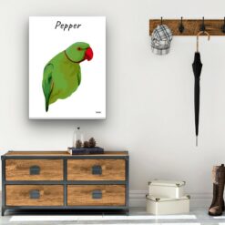 personalised pet portrait canvas bird illustration white hall