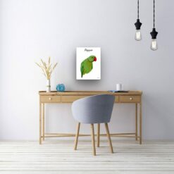 personalised pet portrait canvas bird illustration white office