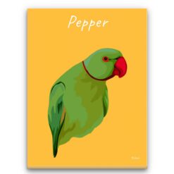 personalised pet portrait canvas bird illustration yellow front view white