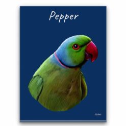 Custom Bird painting portrait canvas print - Personalised portrait of your pet from a photo 29 personalised pet portrait canvas bird painting navy front view white
