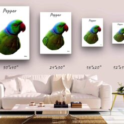 Custom Bird painting portrait canvas print - Personalised portrait of your pet from a photo 19 personalised pet portrait canvas bird painting white canvas size comparison