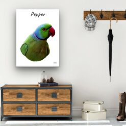 Custom Bird painting portrait canvas print - Personalised portrait of your pet from a photo 21 personalised pet portrait canvas bird painting white hall