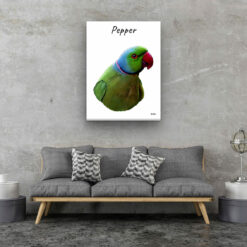 Custom Bird painting portrait canvas print - Personalised portrait of your pet from a photo 22 personalised pet portrait canvas bird painting white living room
