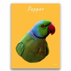 Custom Bird painting portrait canvas print - Personalised portrait of your pet from a photo 33 personalised pet portrait canvas bird painting yellow front view white