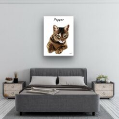 Custom Cat illustration portrait canvas print - Personalised portrait of your pet from a photo 20 personalised pet portrait canvas cat illustration white bedroom