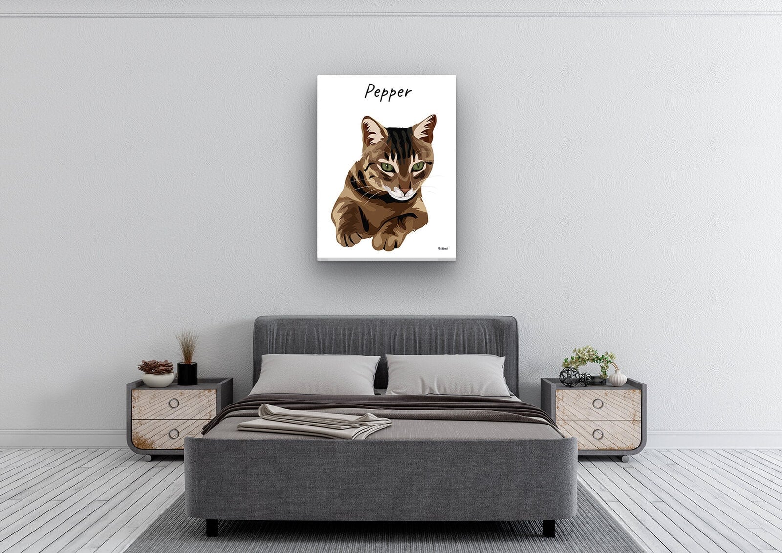 Custom Cat illustration portrait canvas print - Personalised portrait of your pet from a photo 5 Custom Cat illustration portrait canvas print - Personalised portrait of your pet from a photo - Image 3