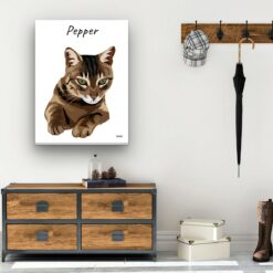 Custom Cat illustration portrait canvas print - Personalised portrait of your pet from a photo 21 personalised pet portrait canvas cat illustration white hall