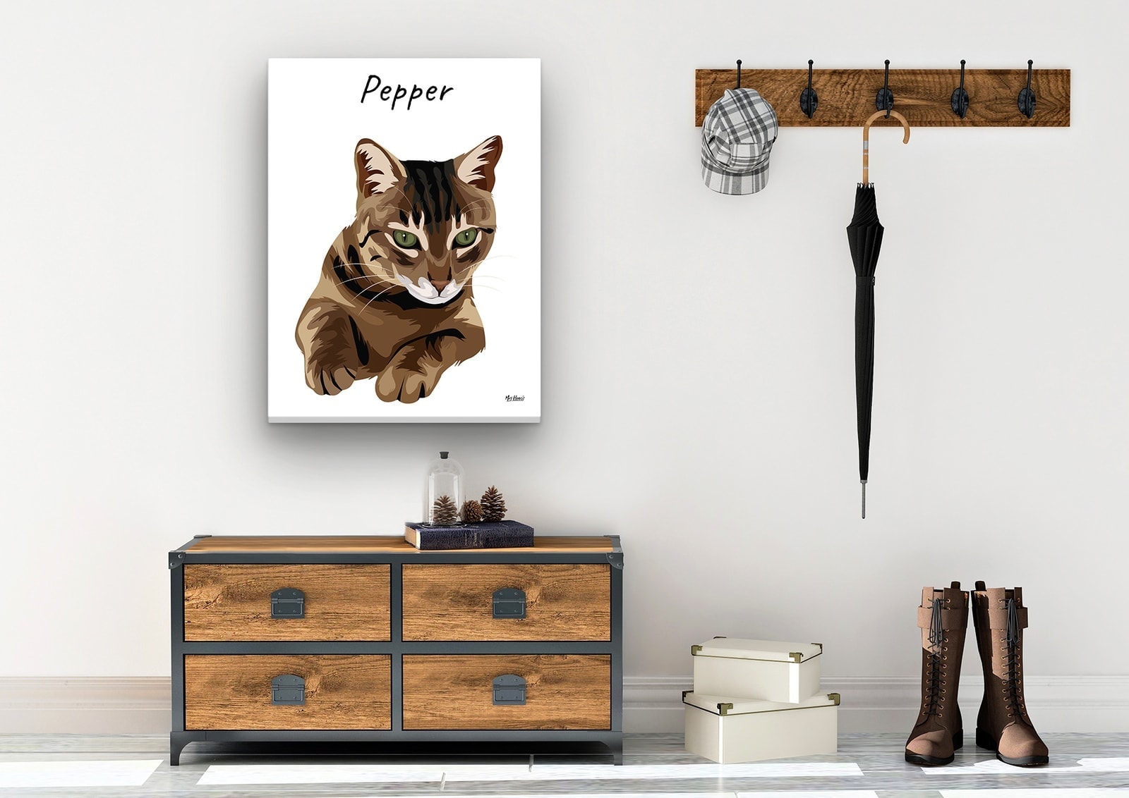 Custom Cat illustration portrait canvas print - Personalised portrait of your pet from a photo 6 Custom Cat illustration portrait canvas print - Personalised portrait of your pet from a photo - Image 4