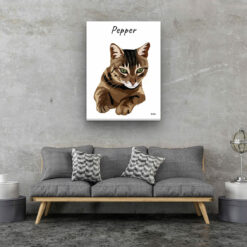Custom Cat illustration portrait canvas print - Personalised portrait of your pet from a photo 22 personalised pet portrait canvas cat illustration white living room