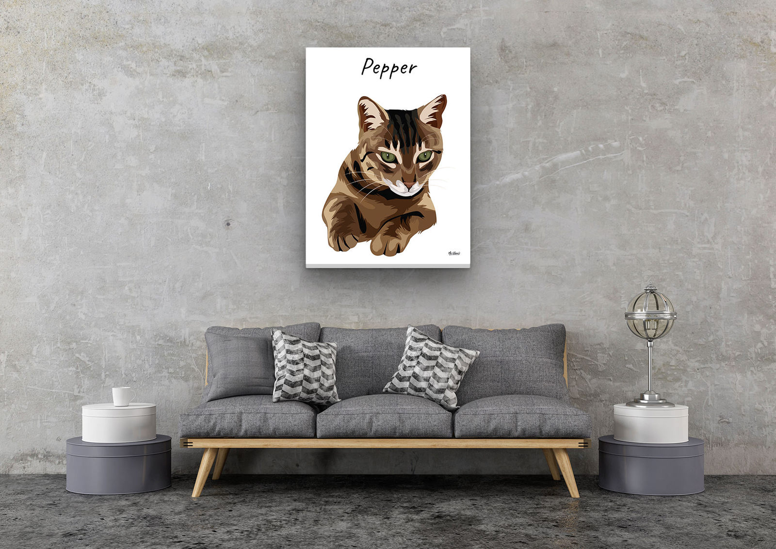 Custom Cat illustration portrait canvas print - Personalised portrait of your pet from a photo 7 Custom Cat illustration portrait canvas print - Personalised portrait of your pet from a photo - Image 5