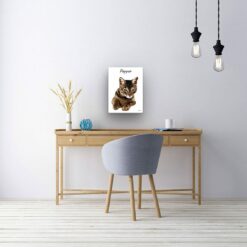 Custom Cat illustration portrait canvas print - Personalised portrait of your pet from a photo 23 personalised pet portrait canvas cat illustration white office