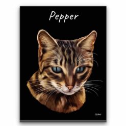 personalised pet portrait canvas cat painting black front view white
