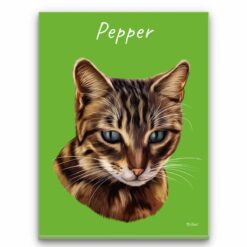 personalised pet portrait canvas cat painting green front view white