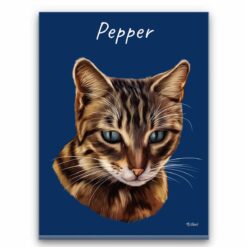 personalised pet portrait canvas cat painting navy front view white