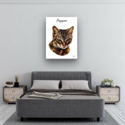 personalised pet portrait canvas cat painting white bedroom