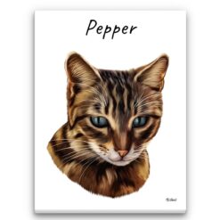 personalised pet portrait canvas cat painting white front view white
