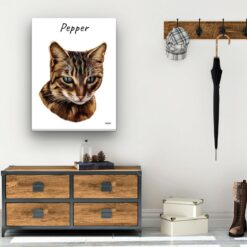 personalised pet portrait canvas cat painting white hall