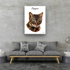 personalised pet portrait canvas cat painting white living room