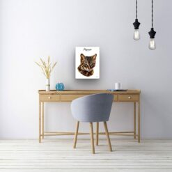 personalised pet portrait canvas cat painting white office