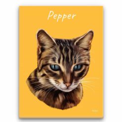 personalised pet portrait canvas cat painting yellow front view white