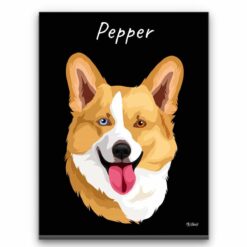 Custom Dog illustration portrait canvas print - Personalised portrait of your pet from a photo 25 personalised pet portrait canvas dog illustration black front view white