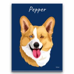 Custom Dog illustration portrait canvas print - Personalised portrait of your pet from a photo 29 personalised pet portrait canvas dog illustration navy front view white