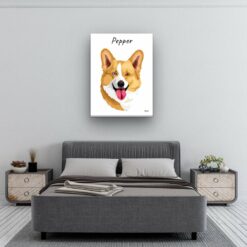 Custom Dog illustration portrait canvas print - Personalised portrait of your pet from a photo 20 personalised pet portrait canvas dog illustration white bedroom