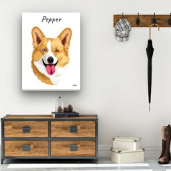 Custom Dog illustration portrait canvas print - Personalised portrait of your pet from a photo 21 personalised pet portrait canvas dog illustration white hall