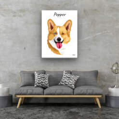Custom Dog illustration portrait canvas print - Personalised portrait of your pet from a photo 22 personalised pet portrait canvas dog illustration white living room