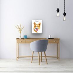 Custom Dog illustration portrait canvas print - Personalised portrait of your pet from a photo 23 personalised pet portrait canvas dog illustration white office