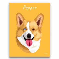 Custom Dog illustration portrait canvas print - Personalised portrait of your pet from a photo 33 personalised pet portrait canvas dog illustration yellow front view white
